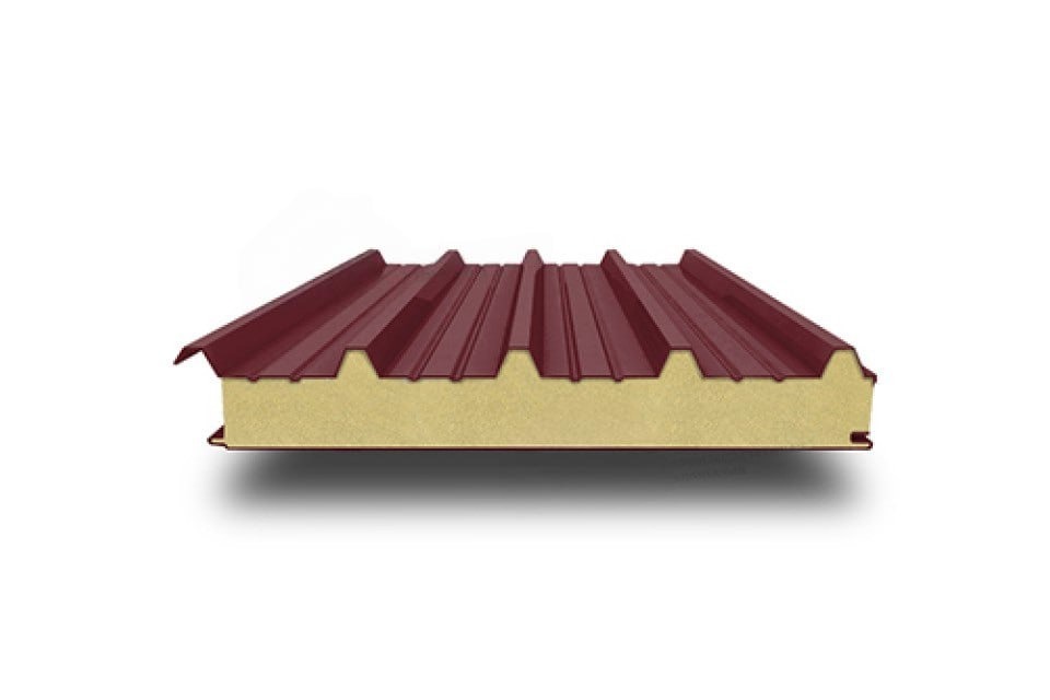 Нержавеющая кровельная сэндвич-панель ППУ, 1000х40 мм, 0.5/0.5, AISI 430
